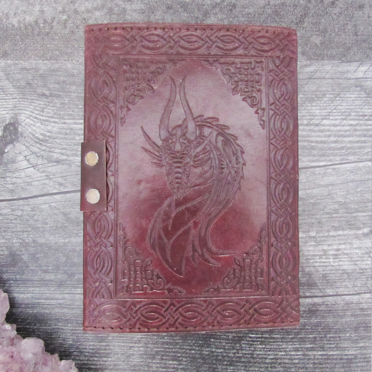 Celtic Dragon Leather Journal with Latch