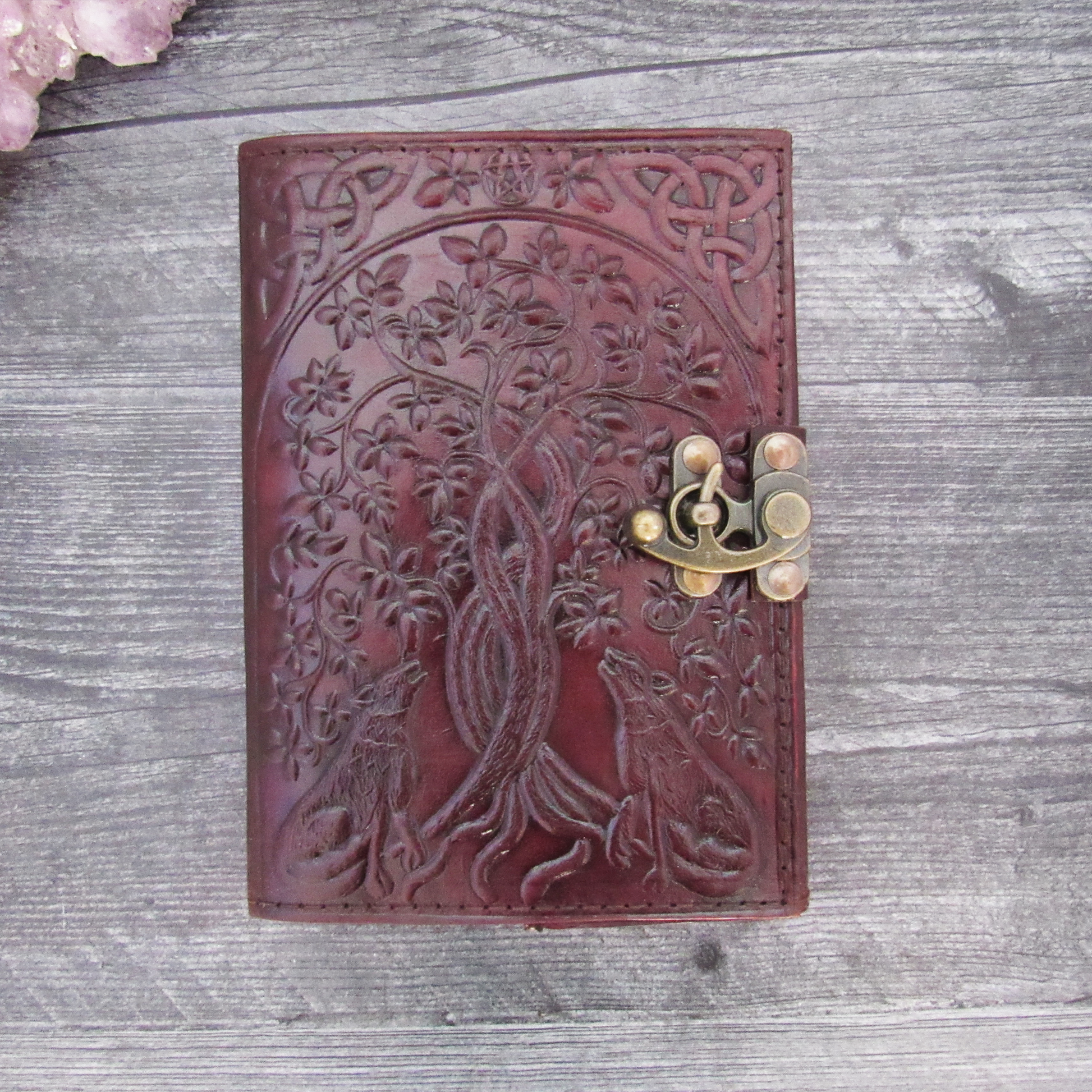 Celtic Wolves Leather Journal with Latch