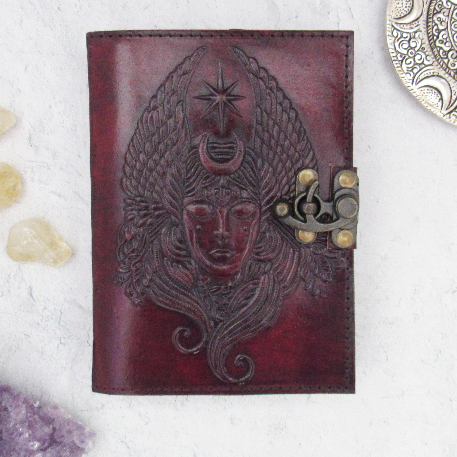 Moon Goddess Leather Journal with Latch