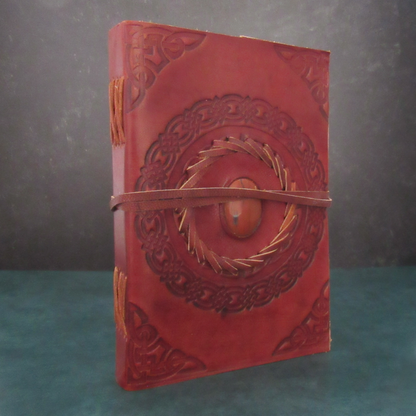 Leather Journal with Red Jasper