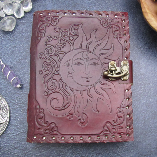 Sun and Moon Leather Journal with Latch