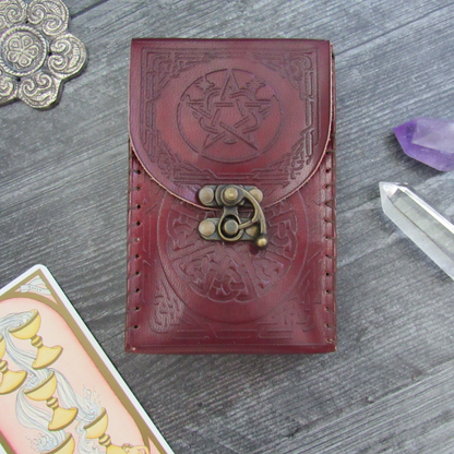 Celtic Pentagram Leather Tarot Deck Holder