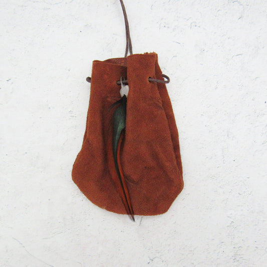 Brown Leather Pouch with Cord