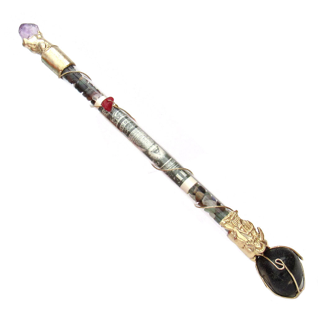 Money Drawing Wand with Santa Muerte (Black Onyx)