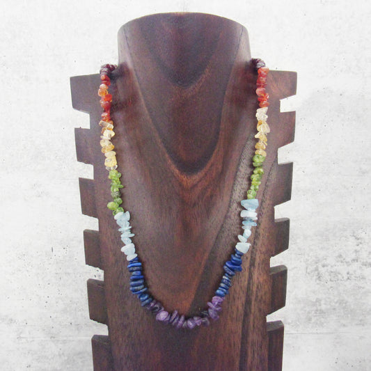 Rainbow Chakra Gemstone Chip Necklace (18 Inches)