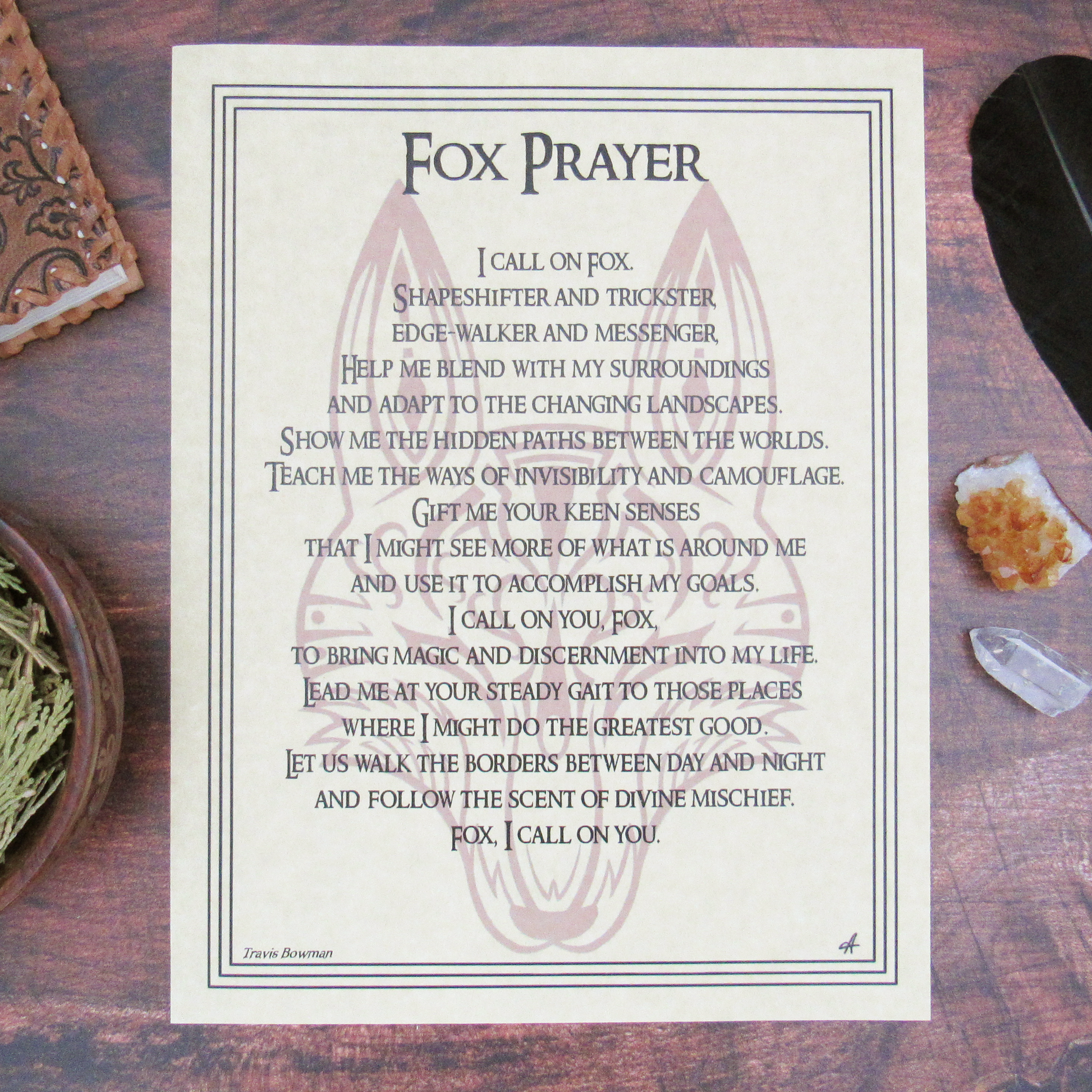 Fox Prayer Parchment Poster (8.5" x 11")