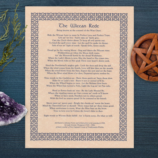 Wiccan Rede (Long Poem) Parchment Poster (8.5" x 11")