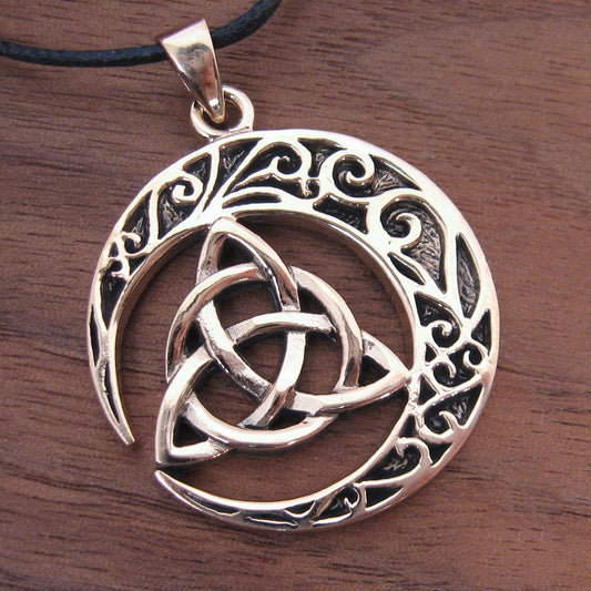 Crescent Moon Triquetra Pendant (Bronze)