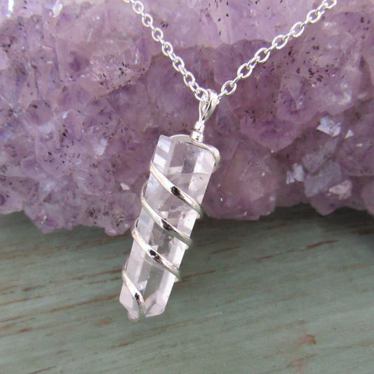 Wire-Wrapped Clear Quartz Pendant