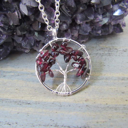 Tree of Life Pendant with Garnet