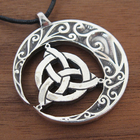 Crescent Moon Triquetra Pendant (Pewter)