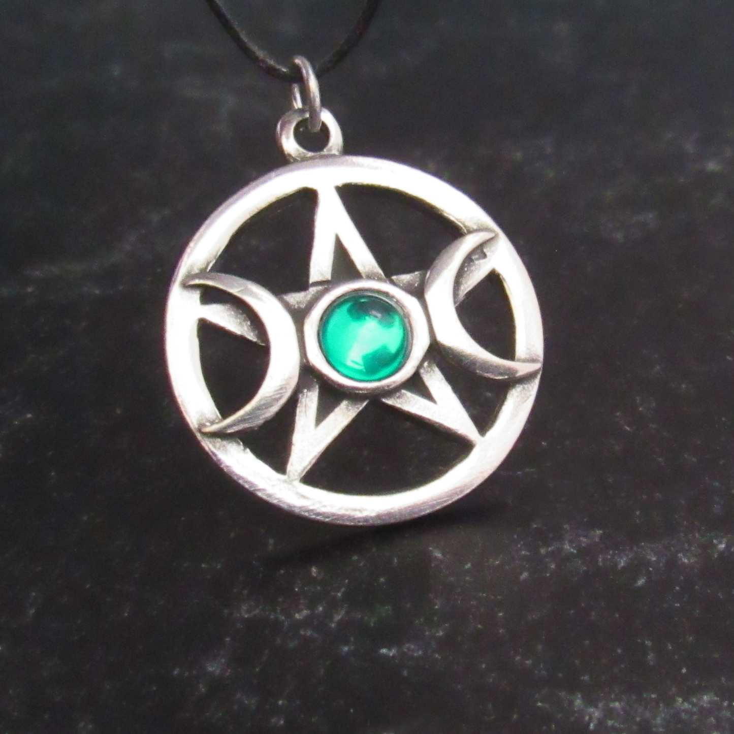 Triple Moon Pentagram with Gem (Green)