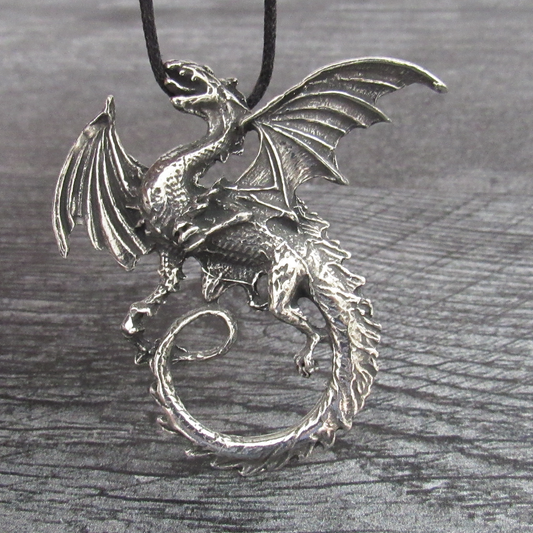 Large Celtic Dragon Pendant (Pewter)