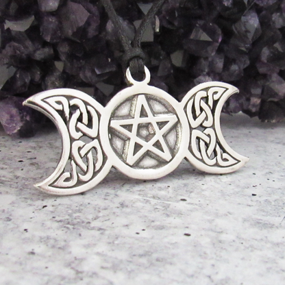 Large Triple Moon and Pentagram Pendant