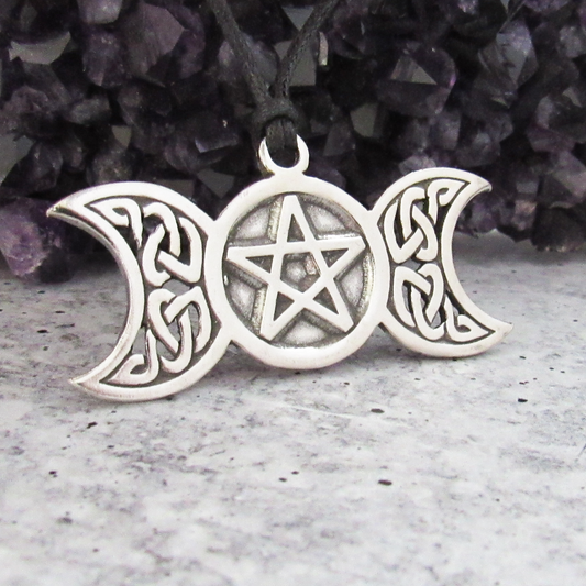 Large Triple Moon and Pentagram Pendant