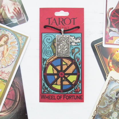 Tarot Card Pewter Pendant - The Wheel of Fortune