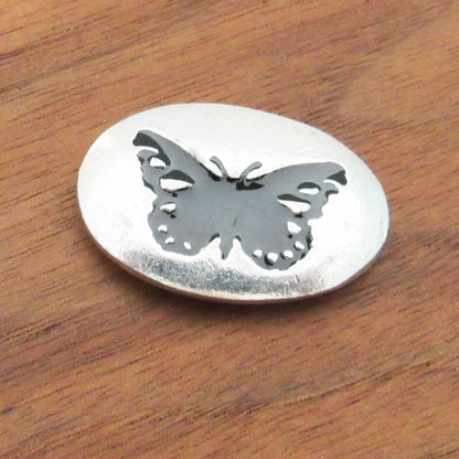 Butterfly Pewter Pocket Stone