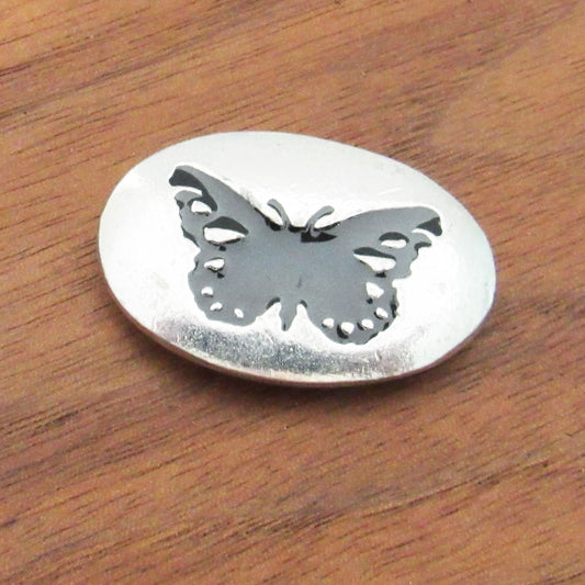 Butterfly Pewter Pocket Stone