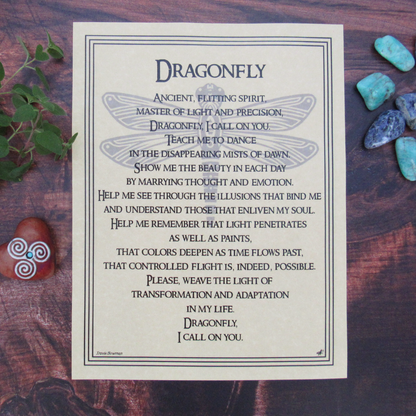 Dragonfly Prayer Parchment Poster (8.5" x 11")