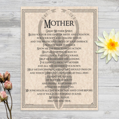 Mother Prayer Parchment Poster (8.5" x 11")