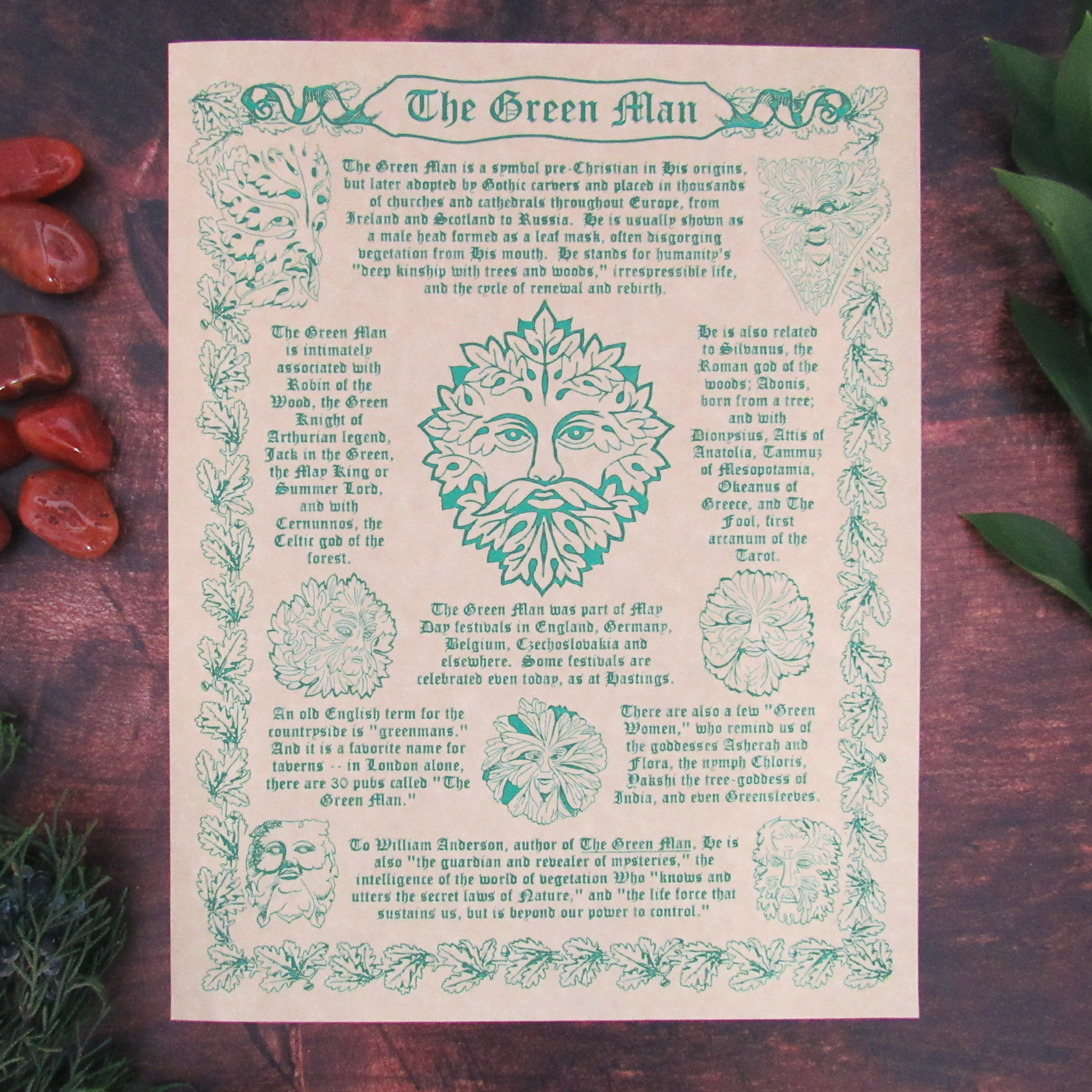 Green Man Parchment Poster (8.5" x 11")