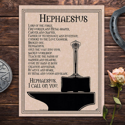 Hephaestus Prayer Parchment Poster (8.5" x 11")