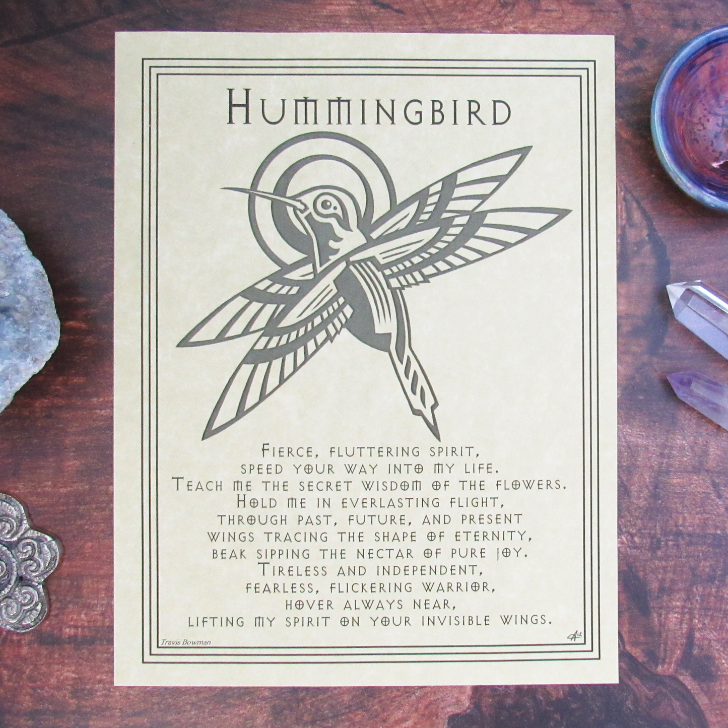 Hummingbird Prayer Parchment Poster (8.5" x 11")