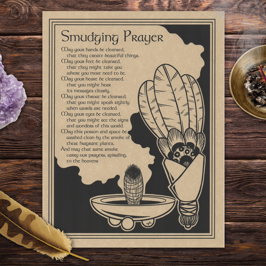 Smudging Prayer Parchment Poster (8.5" x 11")