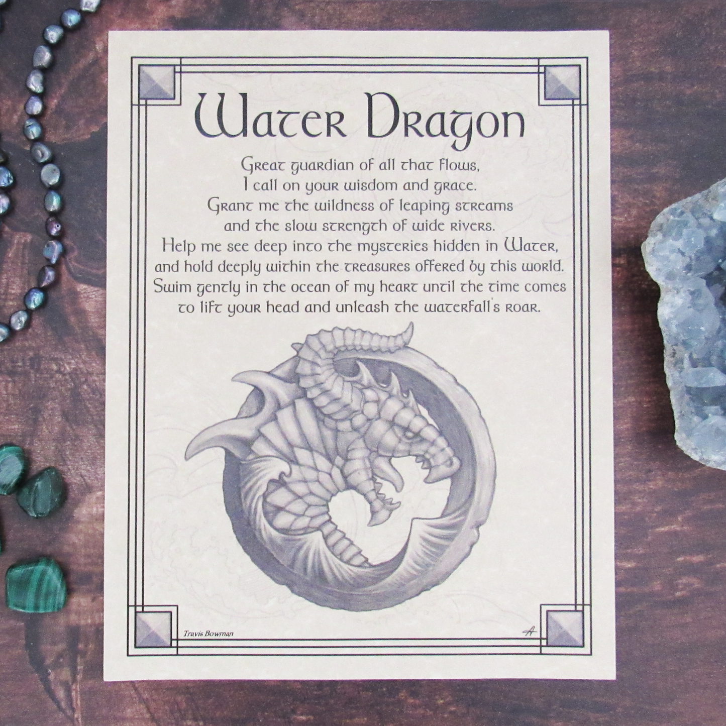 Water Dragon Parchment Poster (8.5" x 11")