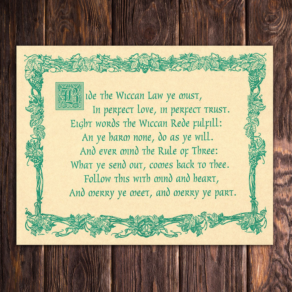 Wiccan Rede (Short Poem) Parchment Poster (8.5" x 11")