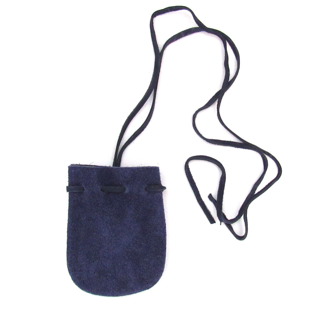 Suede Leather Pouch with Pentacle Charm (Blue)