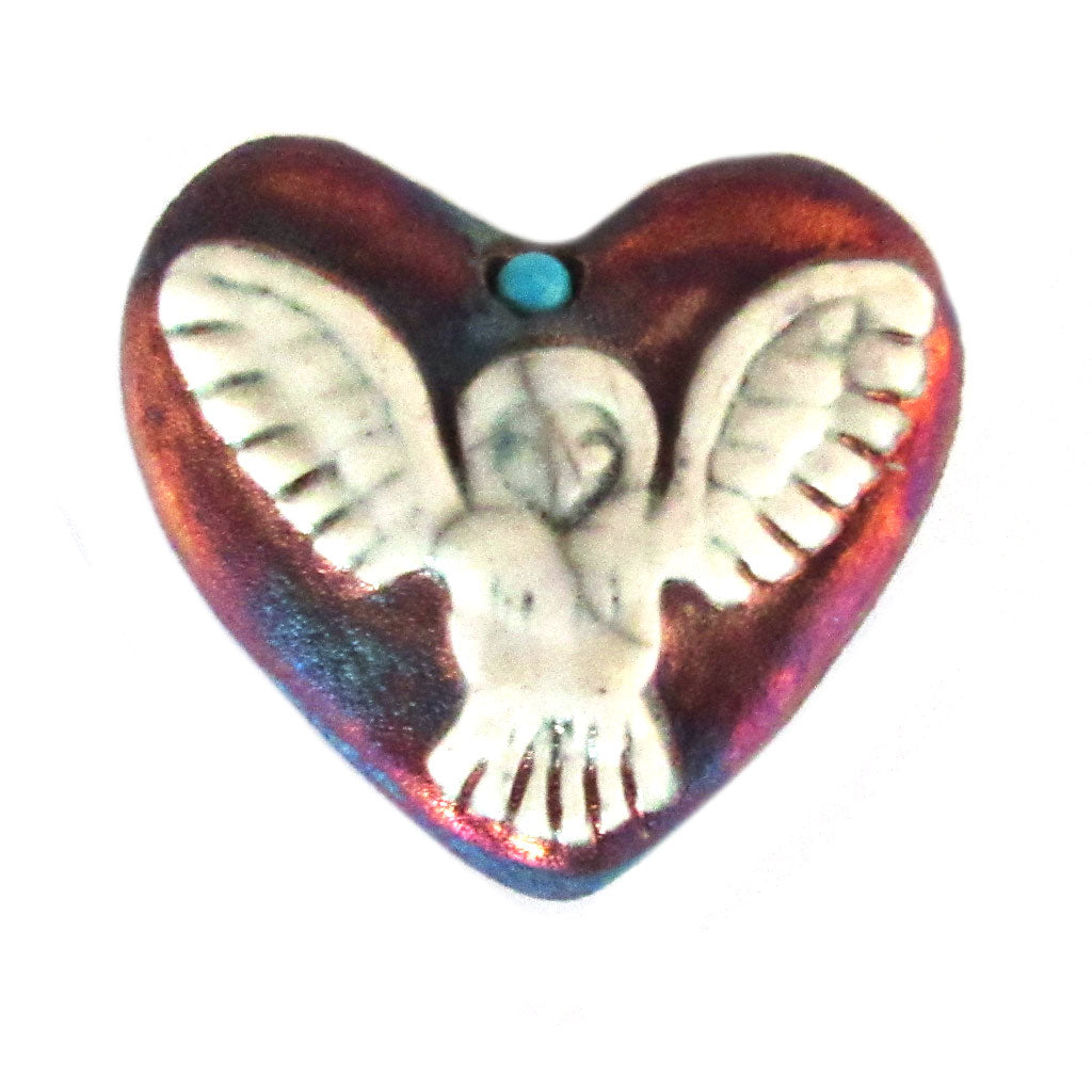 Raku Ceramic Heart (Owl)