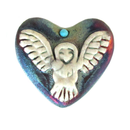 Raku Ceramic Heart (Owl)