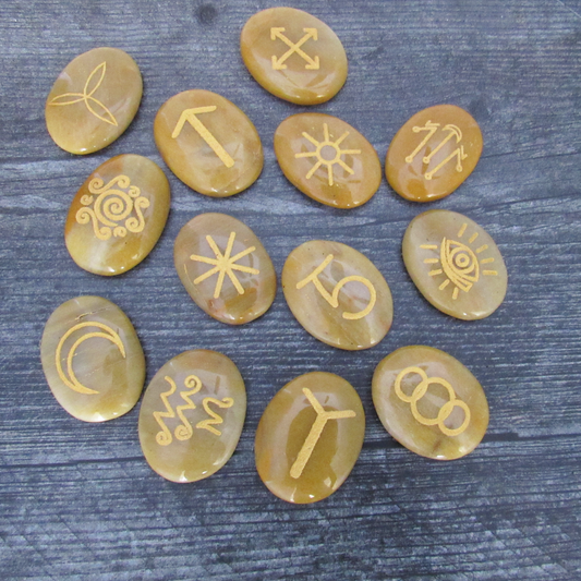 Yellow Agate Witches Runes Set