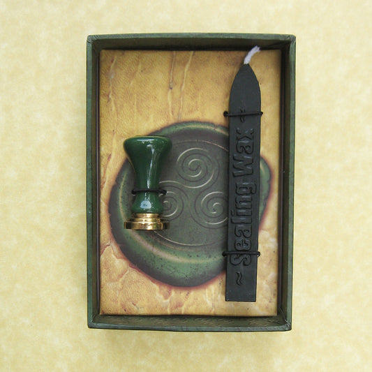 Celtic Sealing Wax Kit (Green with Triskele Stamp)