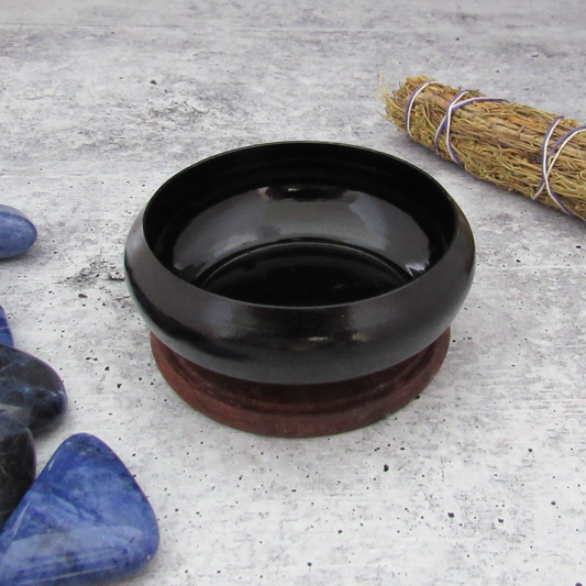 Black Metal Smudge Pot with Coaster