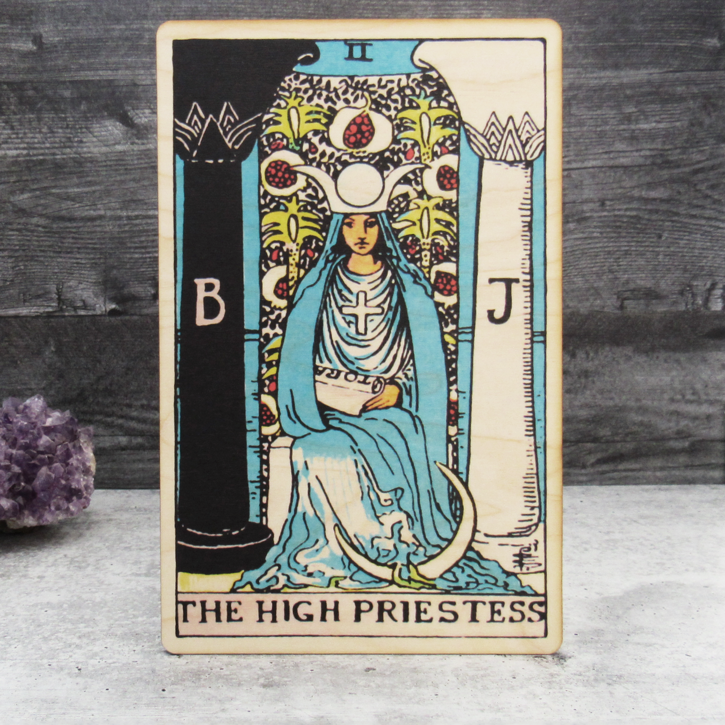 Tarot Art Print on Wood (The High Priestess)