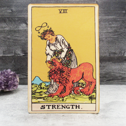 Tarot Art Print on Wood (Strength)