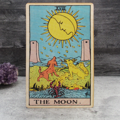 Tarot Art Print on Wood (The Moon)