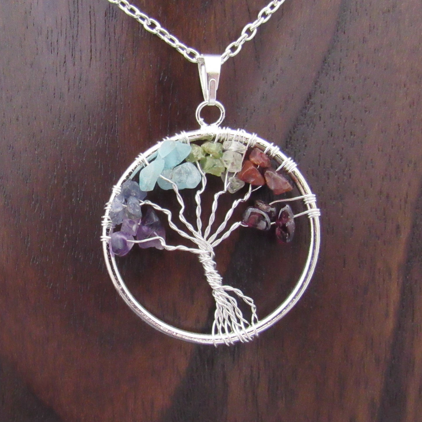 Tree of Life Pendant with Chakra Stones