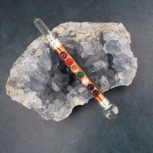 Seven Chakras Mini Copper Wand with Gemstones