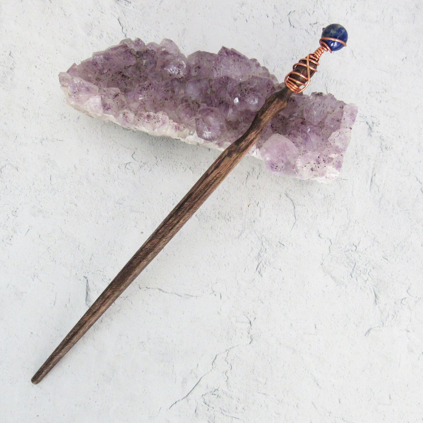 Oak Wand with Lapis Lazuli Sphere