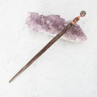 Oak Wand with Pyrite Sphere