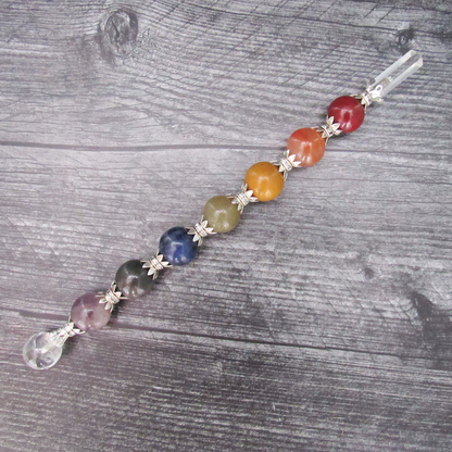 Chakra Ball Wand with Quartz Tip (8.5 Inches)