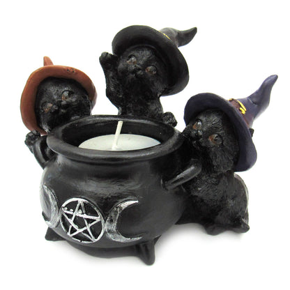 Three Witchy Cats Tealight Candle Holder