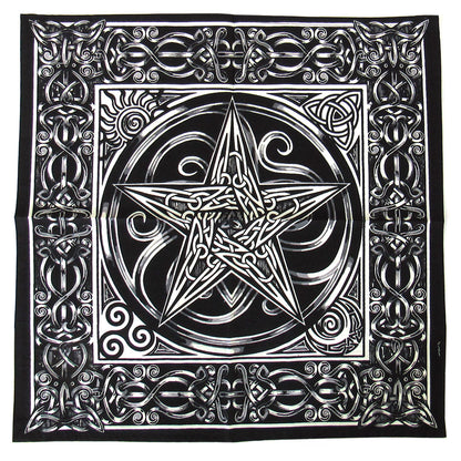 Black and Gray Pentacle Altar Cloth (24 Inches)