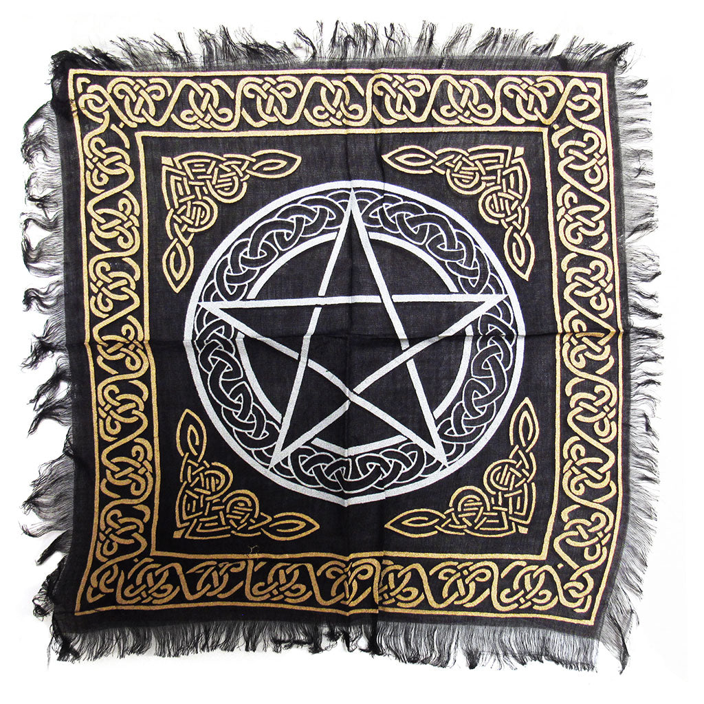 Pentagram Altar Cloth (18 Inches) - Silver and Gold