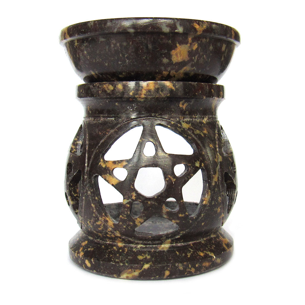 Triple Pentagram Soapstone Aroma Lamp