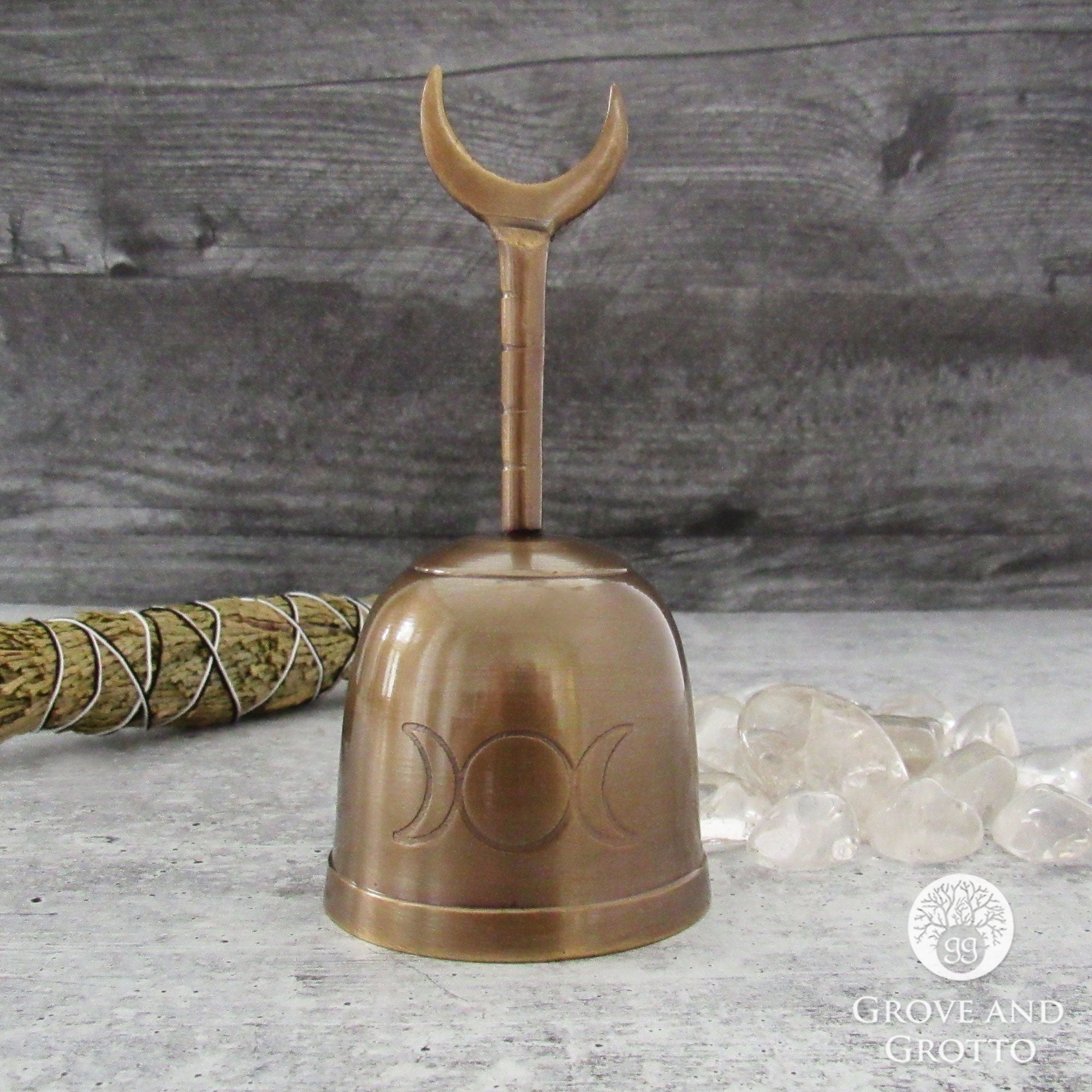 Triple Moon Brass Altar Bell (5 Inches) – Grove and Grotto