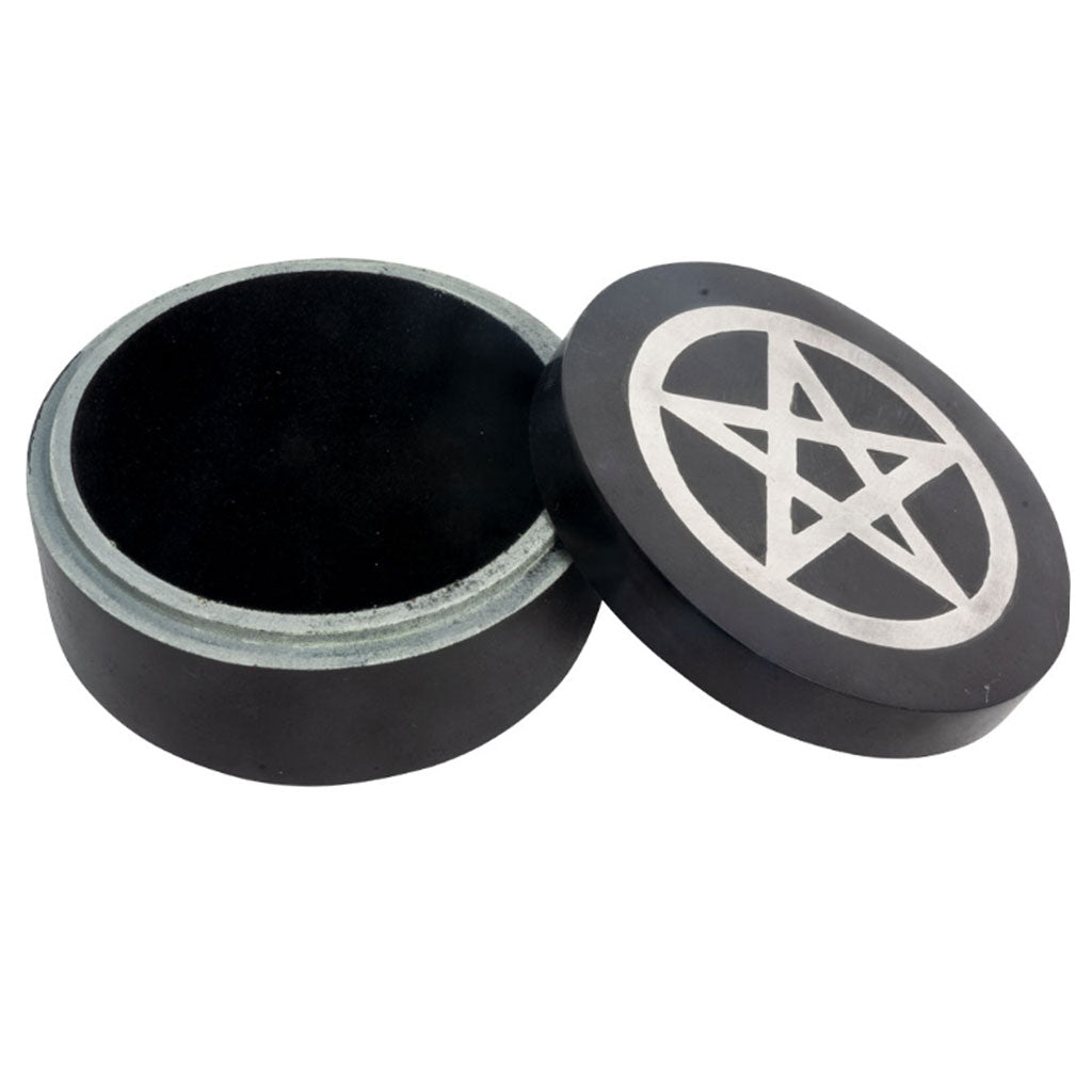 Pentagram Inlaid Soapstone Box